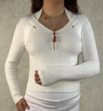 بلوز گپ یقه هفت طرح دار زنانه - Image 6
